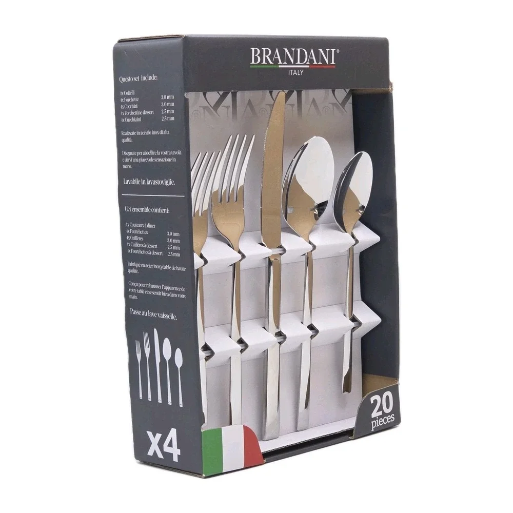 Brandani Italy 20-Piece Stainless Steel Flatware Silverware Set